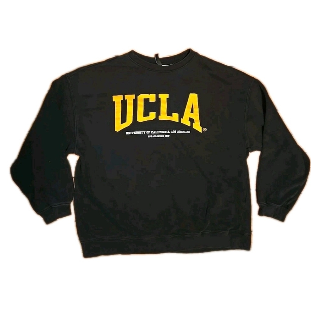 UCLA Boxy Oversized YSK Style  Divided Black Sweater‎ with Yellow Print